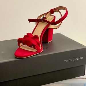 Beautiful Vince Camuto cherry red suede sandals